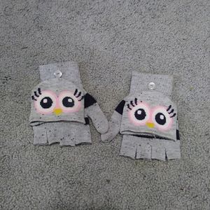 Cute lightweight owl fingerless gloves/mittens